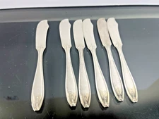 Set Of 6 R Wallace Hostess 6” Silverplate Butter Spreaders Free Shipping