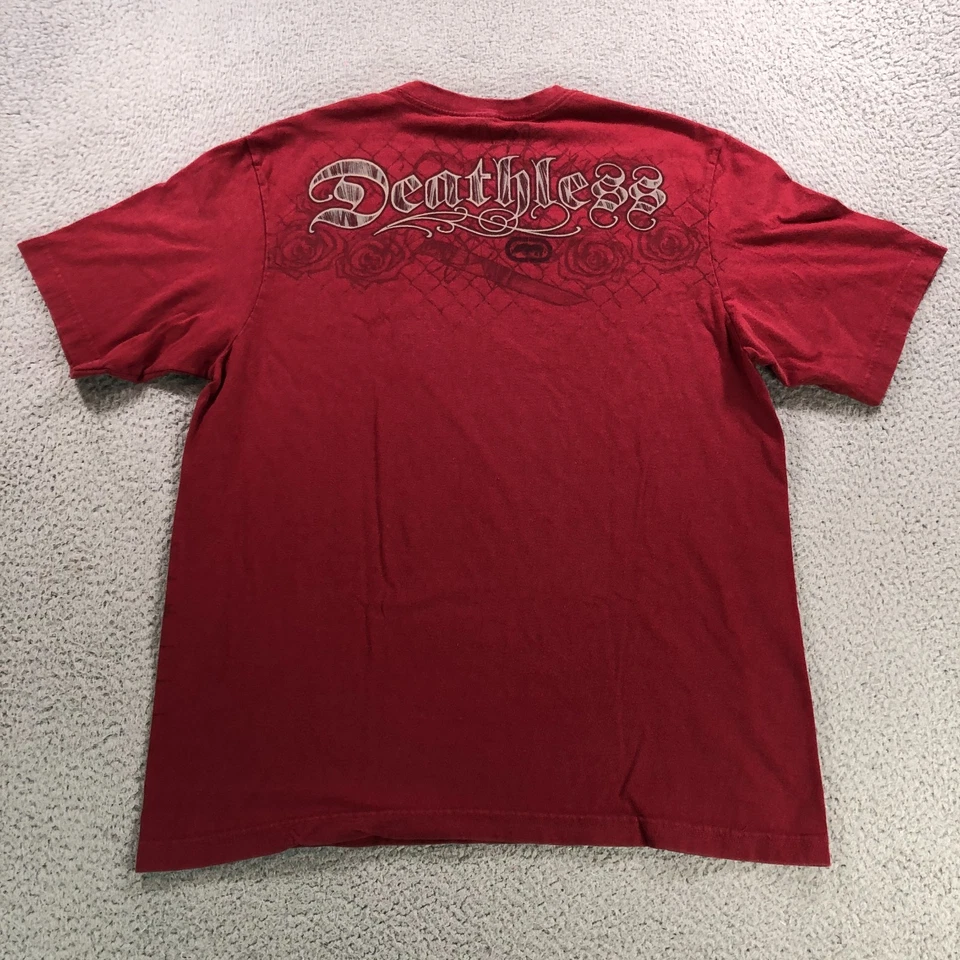 Camisa De Colección Ecko Unltd Para Hombres Grande Roja Desteñida Calavera Jessie Pinkman Grunge Y2K Cyber Foto 4 de 4