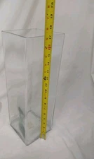 VTG Y2K Large Squared Flower Vase Square Libbey Glass Toledo Ohio MCM 17" RARE 