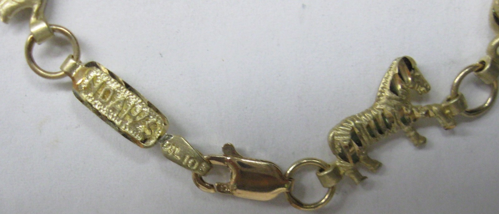 10K SOLID GOLD 7" DIAMOND CUT NOAHS ARK BRACELET … - image 2