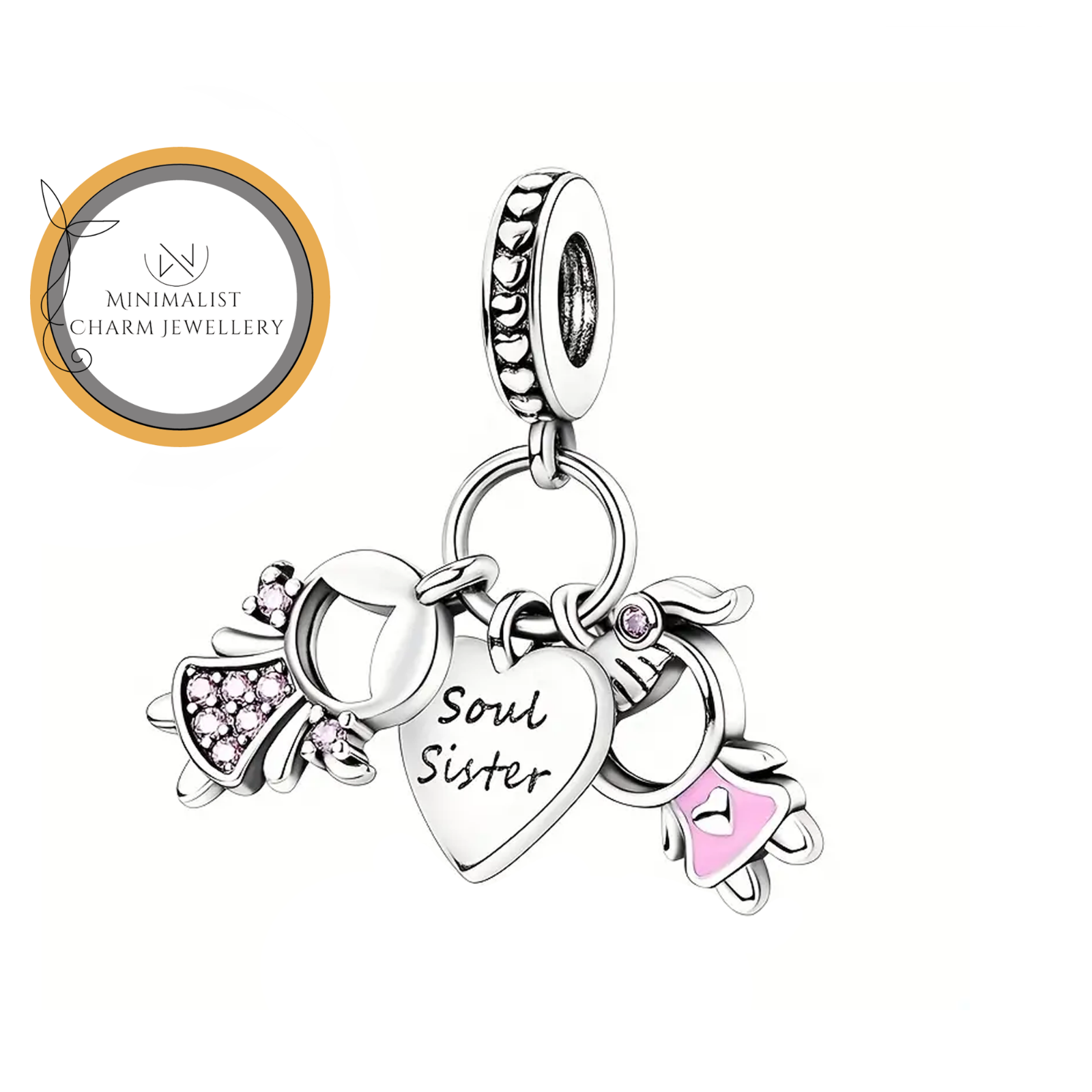 Soul Sister Heart Charm for Bracelet - Best Friend Gift