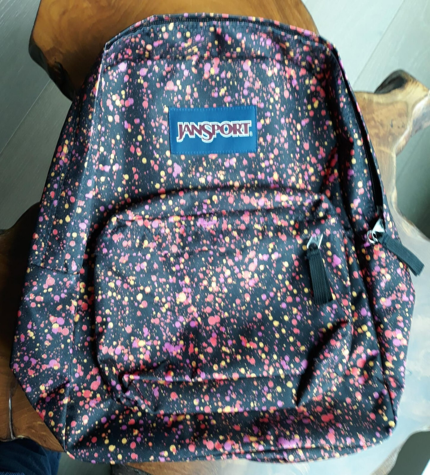 JanSport SuperBreak 25L Backpacks - black with polka dots