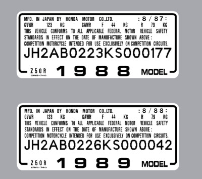 HONDA Z50R CANADA 1988 THRU 1993 HEADTUBE WHITE / REPRO DECAL | eBay