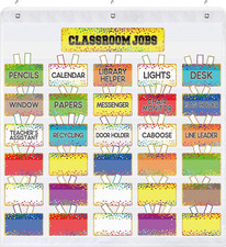 Classroom Jobs Pocket Chart with 96 Cards and 3 Hooks Class Management Education