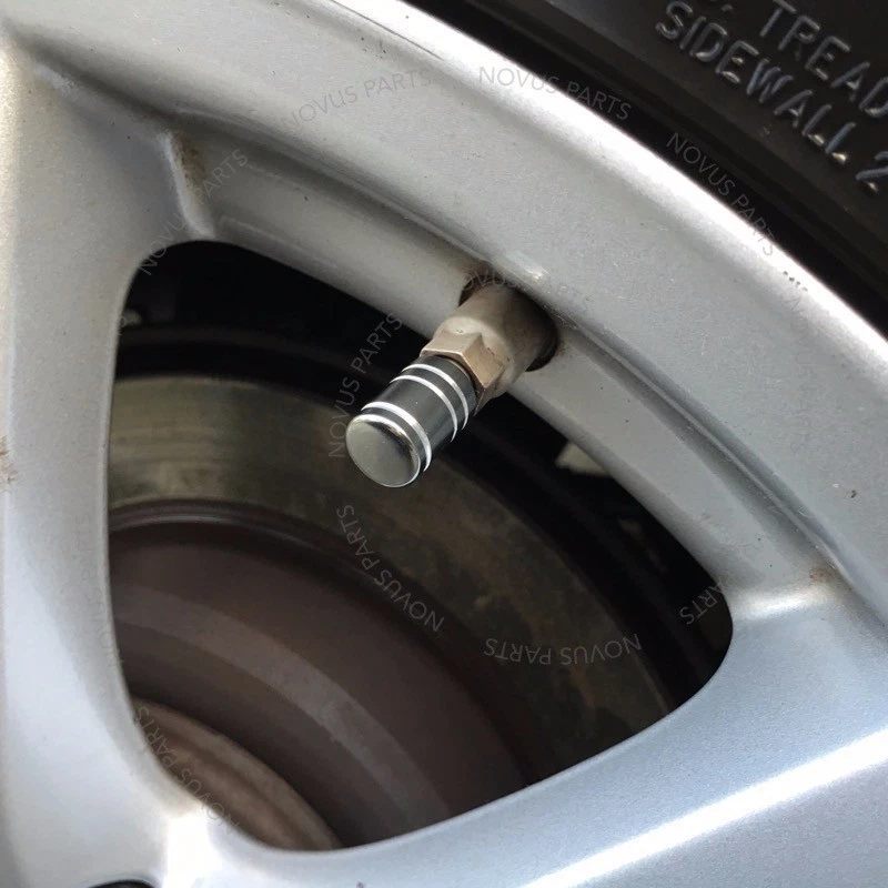 Tapa de válvula de neumático de metal para pistola Porsche 911 Boxster Cayenne 4 piezas rueda redonda lisa Foto 4 de 4