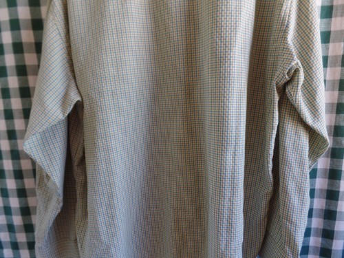 BUGATCHI UOMO MENS blue/yellow CHECKER DESIGNER CASUAL DRESS SHIRT SIZE: XL - Picture 10 of 11
