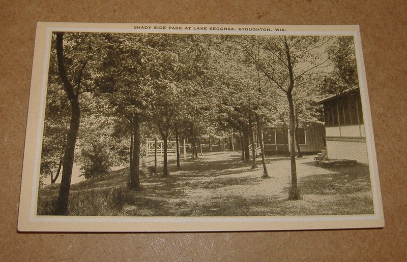 c1910 Stoughton Wisconsin Postcard Shady Rest Park Lake Kegonsa WI