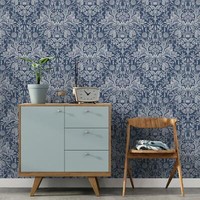 Harlen Woodland Damask Welt Der Tapeten Navy WOW046 Tiere Florale Pfade