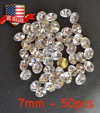 50 pcs 7mm Round Gold Foil Back Crystal Rhinestone Jewerly Repair Artwork Craft