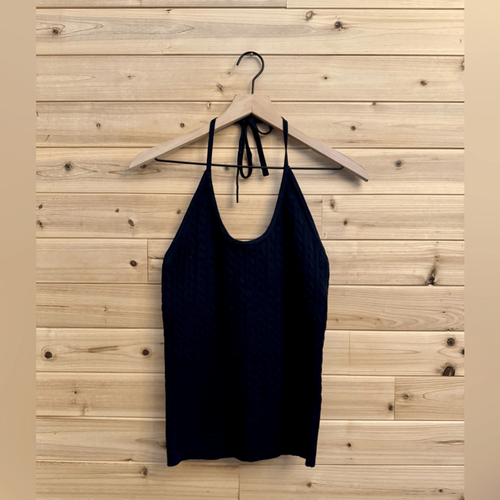 Y2K GAP Size Small Cable Knit Built In Bra Cotton Blend Halter Neckline Top