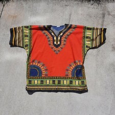 Vintage African Dashiki Dress Bohemian Tunic XL