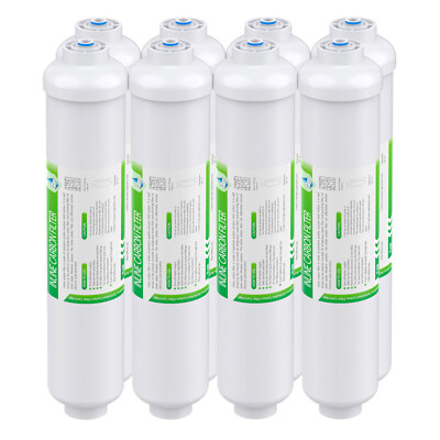 8 Pack T33 Inline Post Carbon Water Filter Cartridge Replacement 10'' Household