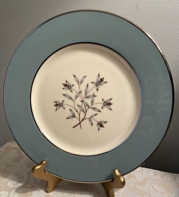 【5/31まで値下げ】  Fine Bone China Vintage 1950s Lenox Fine Bone China Kingsley Dinner Plate Platinum