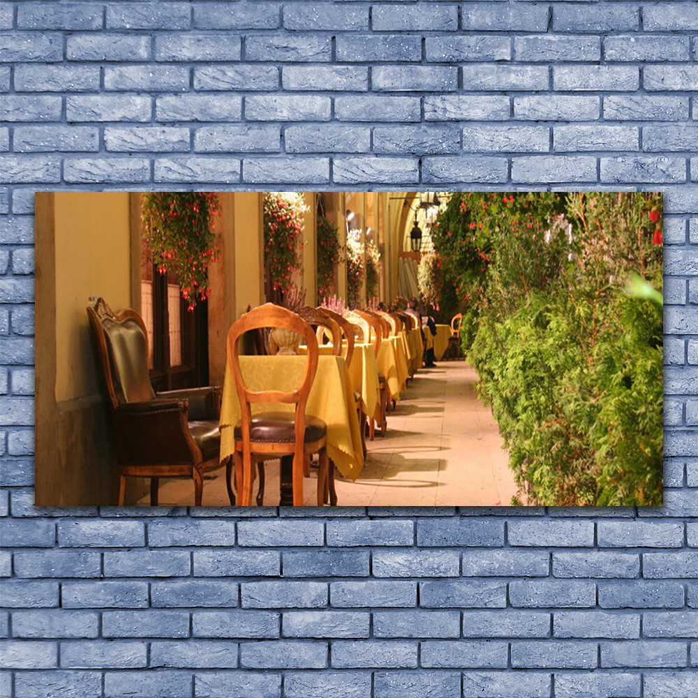 Tableau sous verre 140x70 architecture restaurant pour illuminer un mur sombre sans relief