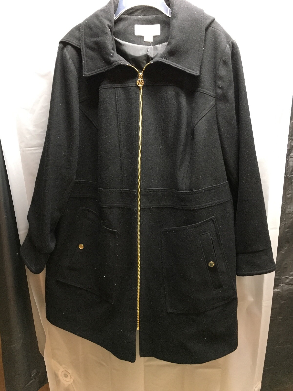 michael kors black trench coat with hood