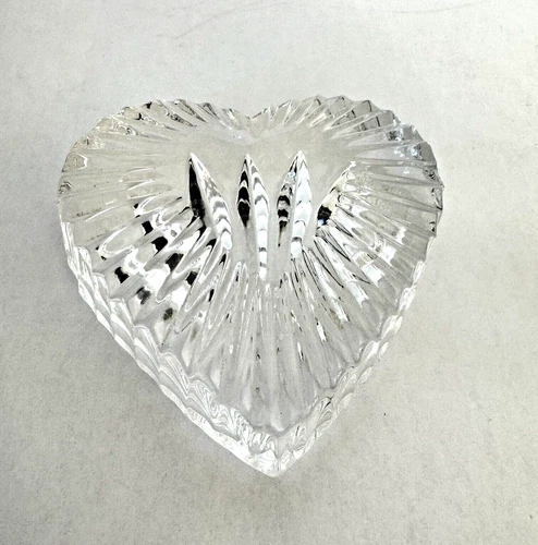 Vintage Waterford Crystal Paperweight Heart Shaped Collectible Hand Cooler C273