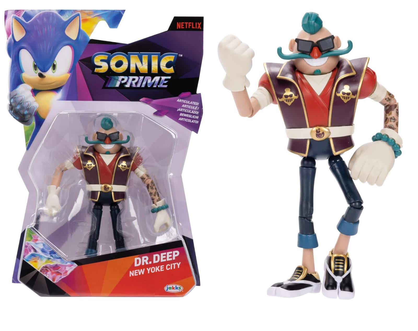 New Netflix Sonic The Hedgehog Prime Dr Deep New Yoke City Articulated Figure