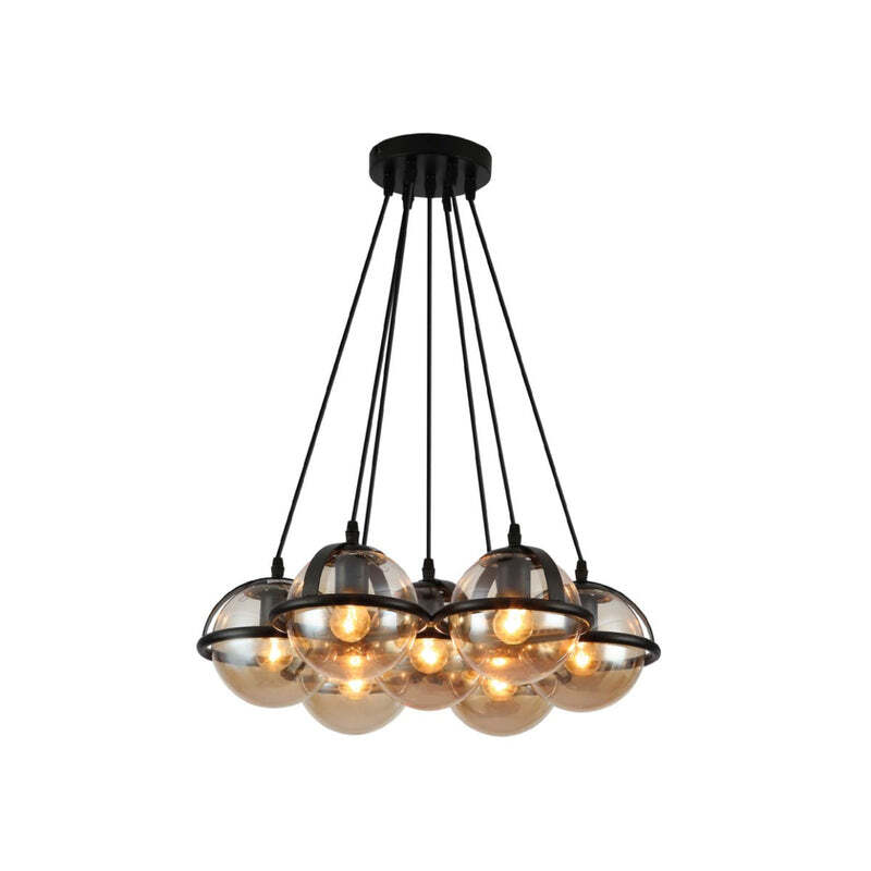 Amber Globe Glasses Daisy Modern Ceiling Light 7xE27 Fittings TEKLED