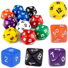 Poly Dice x10 Pack (Select Colour) * Pack of 10 Opaque D&D RPG Maths Games