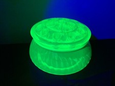 Vintage Uranium Green Glass Flower Frog With Base