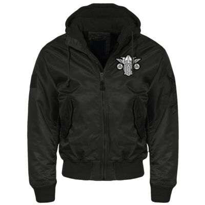 Herren MA1 Bomberjacke mit Kapuze Innenfutter Wodan Göttervater Walhalla Odin