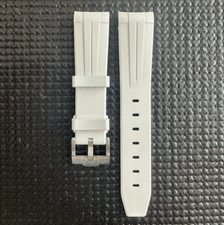 21mm WHITE Caoutchouc Vulcanized rubber Strap Fits New 41mm Rolex WHITE STRIPE