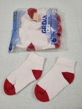 NEW Gildan Girl's Sport Socks 6 Pairs Shoe Size 6-11 1/2 Size Low Cut White Red