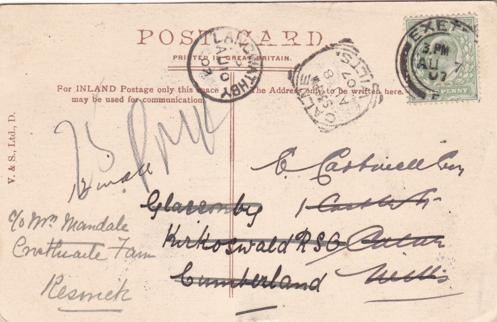 GB 1901 Chiswick London GB 1907 Exeter PC to Calne Wilts Squared Circle Redirect