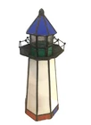 Tiffany Style Stained-Glass Lighthouse Lamp Nightlight 10" Vintage Home Trends