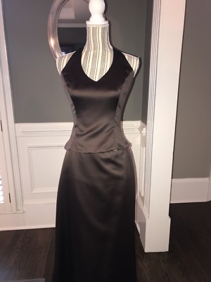 brown two piece prom dress Simple Brown Spaghetti Straps A Line Prom Dress Party Dress SH1379   shinydress