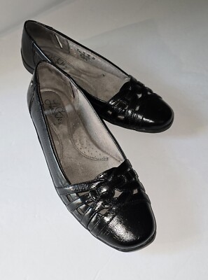 NWB Life Stride S-7.5 Diverse Black Patent Vanco Soft Syste Flat Slip On Cushion