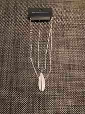 New York Company Double Layer Shiny Silver Pendant Necklace NWT