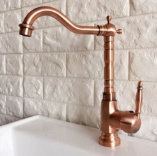 Red Copper Swivel Spout Kitchen Bathroom Sink Mixer Tap Vanity Basin Faucet