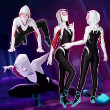 Spider Gwen Costume Womens Girls Halloween Jumpsuit Cosplay Spandex Bodysuit