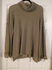 SHE  SKY Waffle Knit Long Sleeve Cowl Neck Sweater Size L