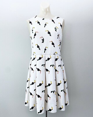 ViCOLO Cute Toucan Bird Printed Short Pleated Dress