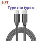 1 Pack 6FT USB-C to USB-C Fast Charging Cable Type C Quick Charging Cord Data 2M