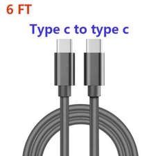 1 Pack 6FT USB-C to USB-C Fast Charging Cable Type C Quick Charging Cord Data 2M