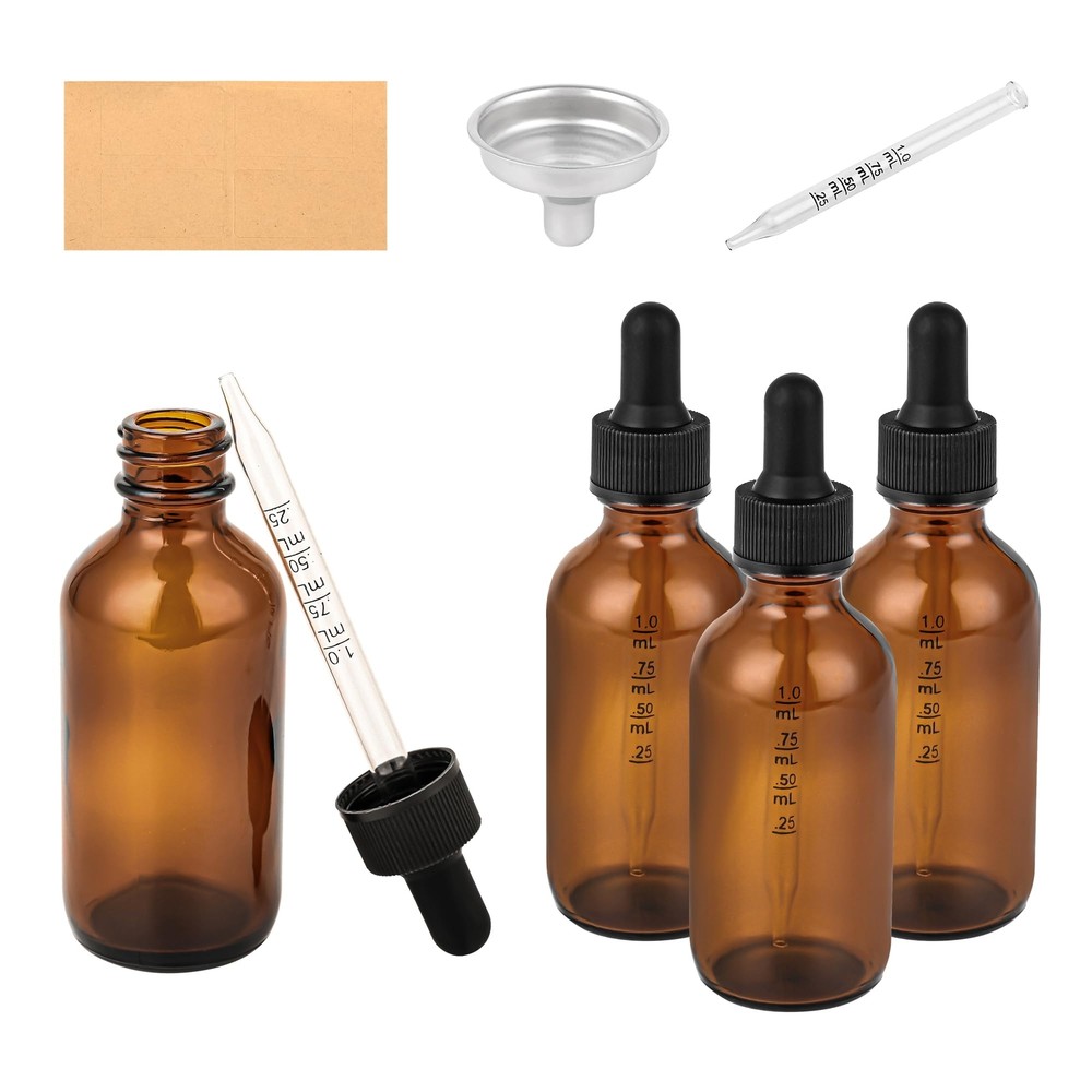 4PCS Leak-Proof Glass Dropper Bottles,2 oz Dropper Bottles Traveling and Stor...