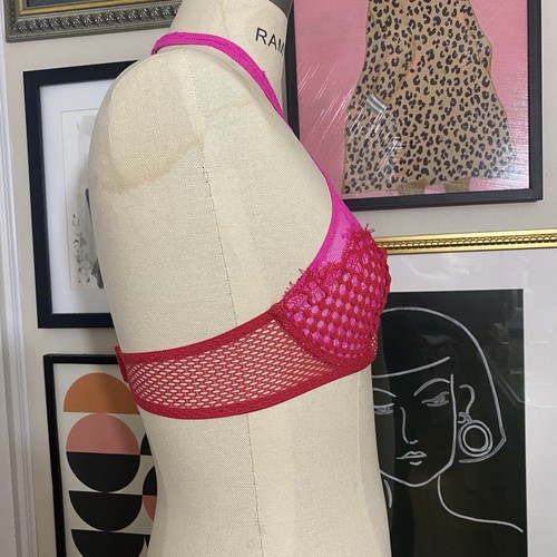 Victorias Secret Very Sexy Criss Cross Halter High Neck Bra Keyhole Pink Red 32D - Picture 4 of 6