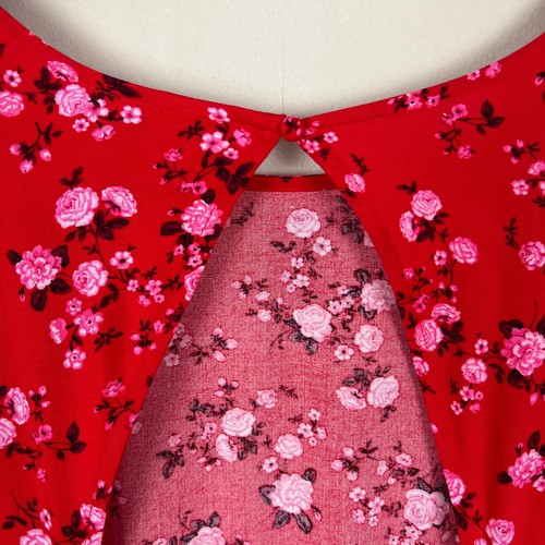 Antiguo Maxi Vestido Azul Marino Para Mujer 3X Rojo Floral Calado Recorte Manga Abullonada Solero Nuevo - Imagen 13 de 17