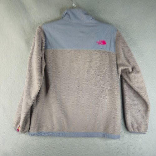 The Northface Fleece Jacket Girls XL 18 Gray Pink Trim Full Zip Fuzzy Furry - Picture 10 of 10