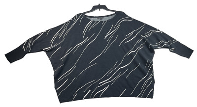 Alfani Poncho Sweater Womens Size Xlarge Black White Pattern Poncho Sleeve New