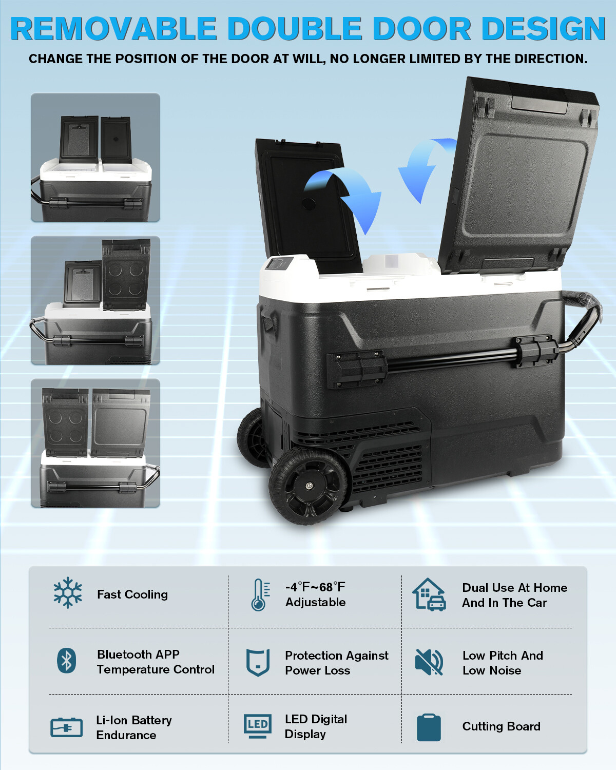 53QT Car Portable Freezer Fridge Camping Travel Refrigerator Cooler 12V