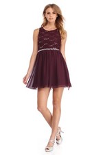 WINDSOR Juniors sz 1 Plum Sequin Embellished Lace Sleeveless Party Dress Prom