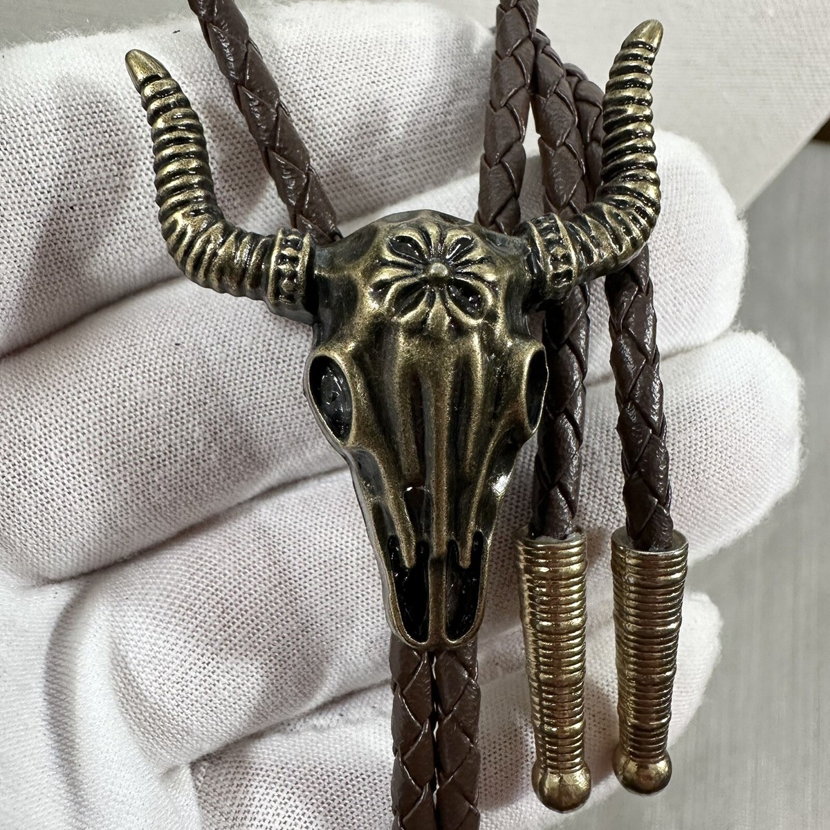 Excellent Western Gold Tone Steer Skull Bolo Tie | eBay