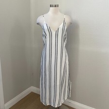 ASTR The Label Womens Large Striped Midi Tank Dress Waist Tie Sleeveless