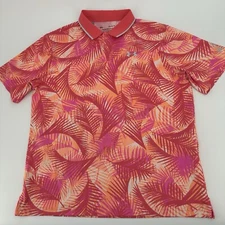 Under Armour Polo Shirt Mens Large Tropical Floral Iso Chill Golf TPC Sawgrass