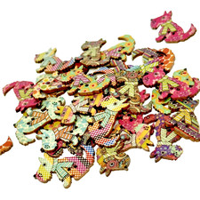 Wooden Dog Buttons x20 Vintage Scottie Knitting Sewing Animal Novelty Craft Fun