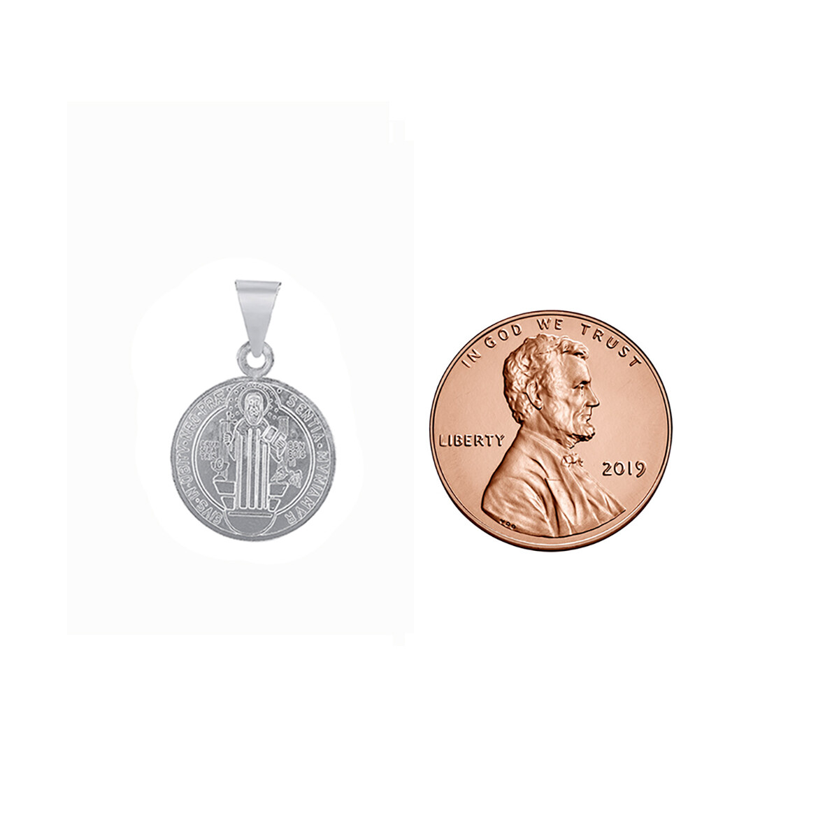 925 Sterling Silver San Benito / St. Benedict 2 Sided Medallion Pendant ...